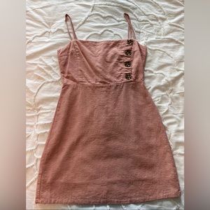 Urban Outfitters Pink Linen Mini Dress with Buttons XS